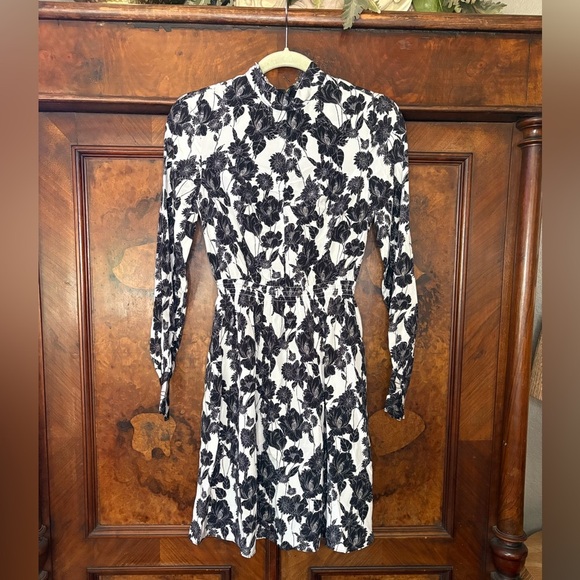 NWT Jason Wu- Black And White Silk Floral Necktie Dress. Size 0 - Picture 4 of 11